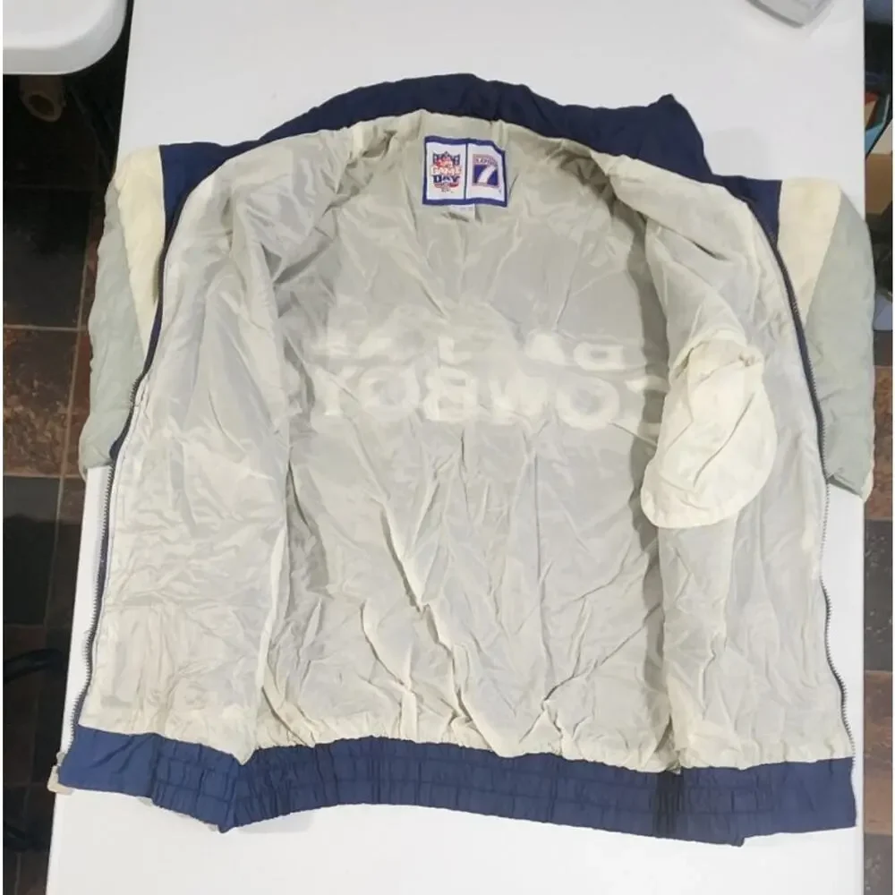 Vintage NFL Game Day Logo 7 Dallas Cowboys Puffer Coat Jacket Sz X Large Zip Up